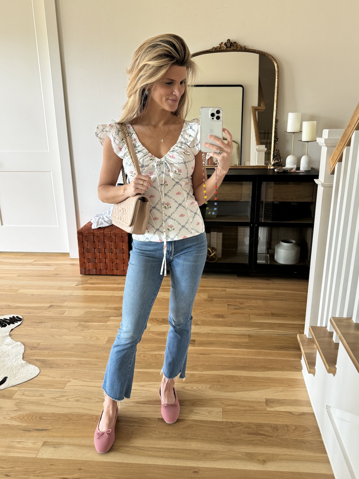 brighton butler insider crop jean floral spring top