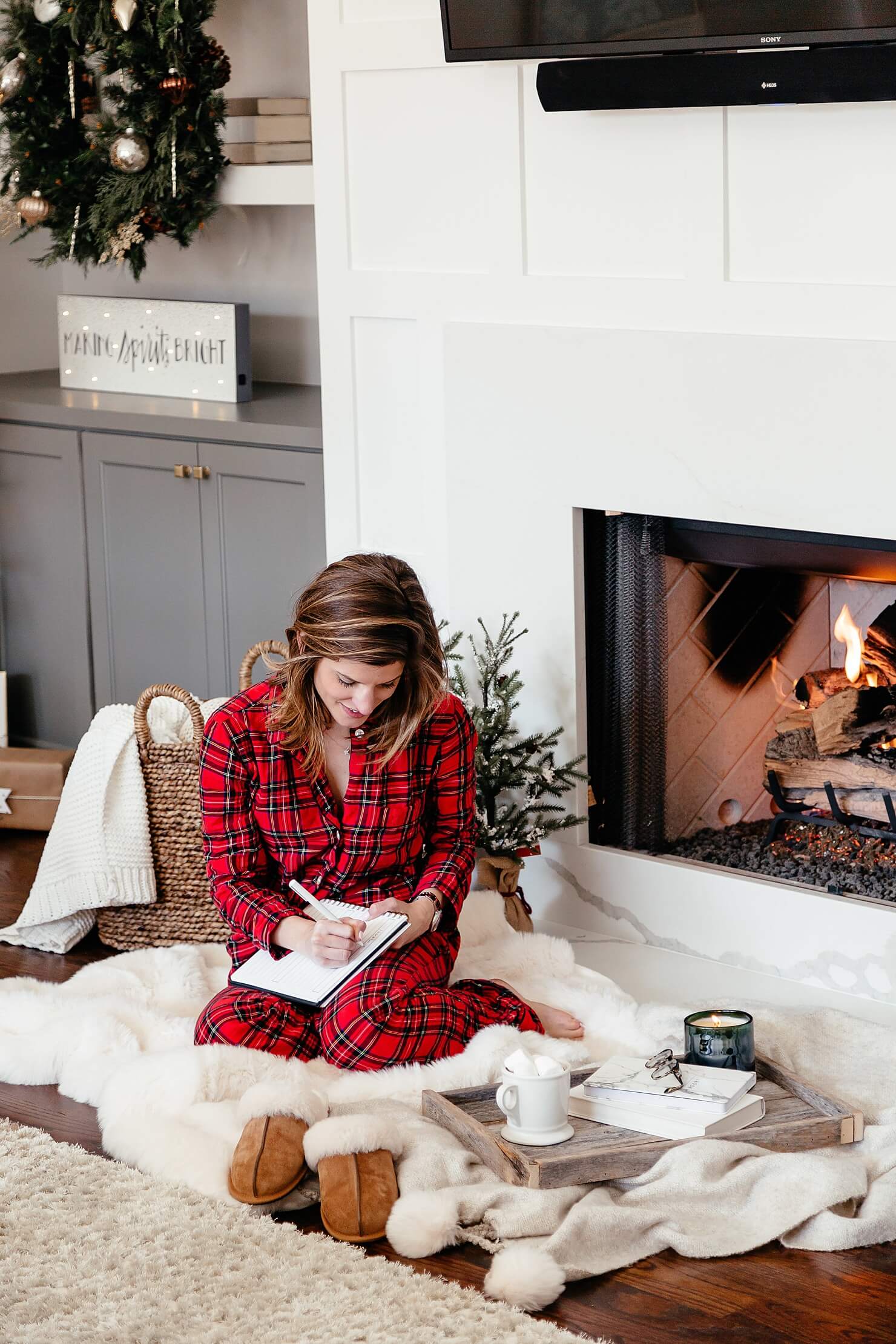 plaid pajama outfit // cozy home decor