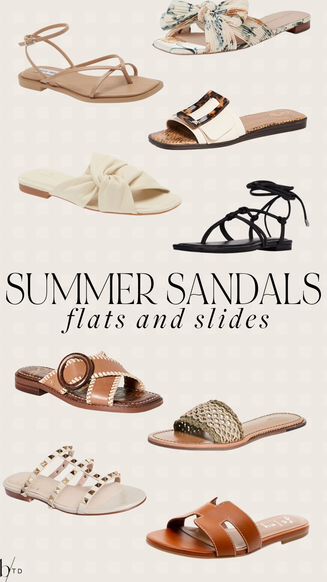 Brighton Butler summer sandals neutral flats and slides