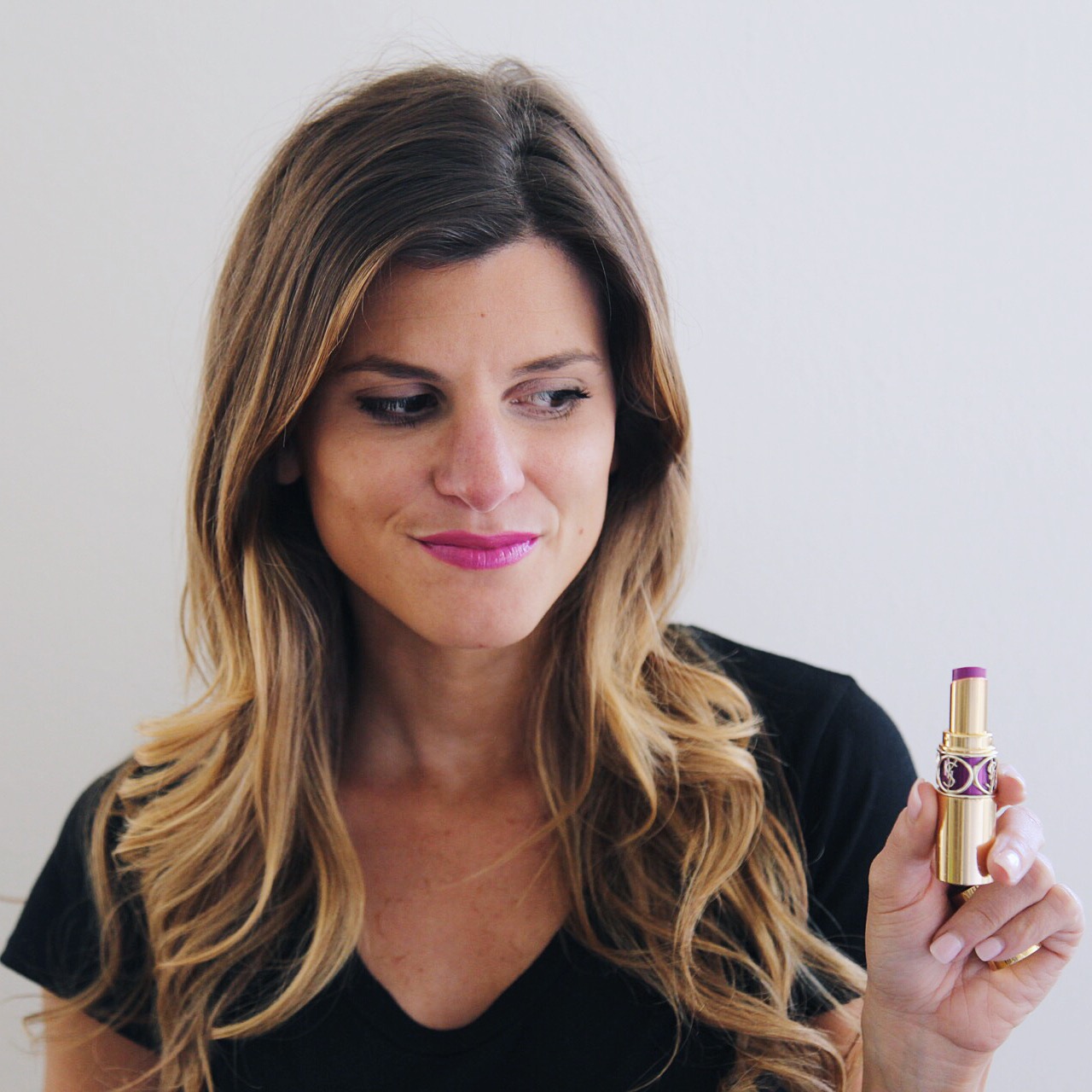 brighton the day favorite spring lip colors post featuring YSL Beauty lipstick no. 19 purple lipstick