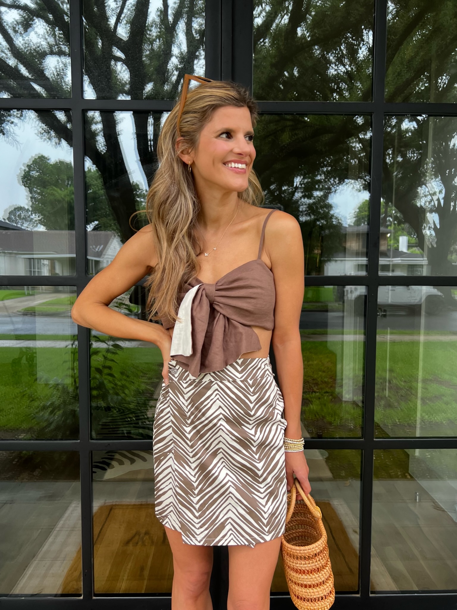 brighton butler Tie-Front Crop Top