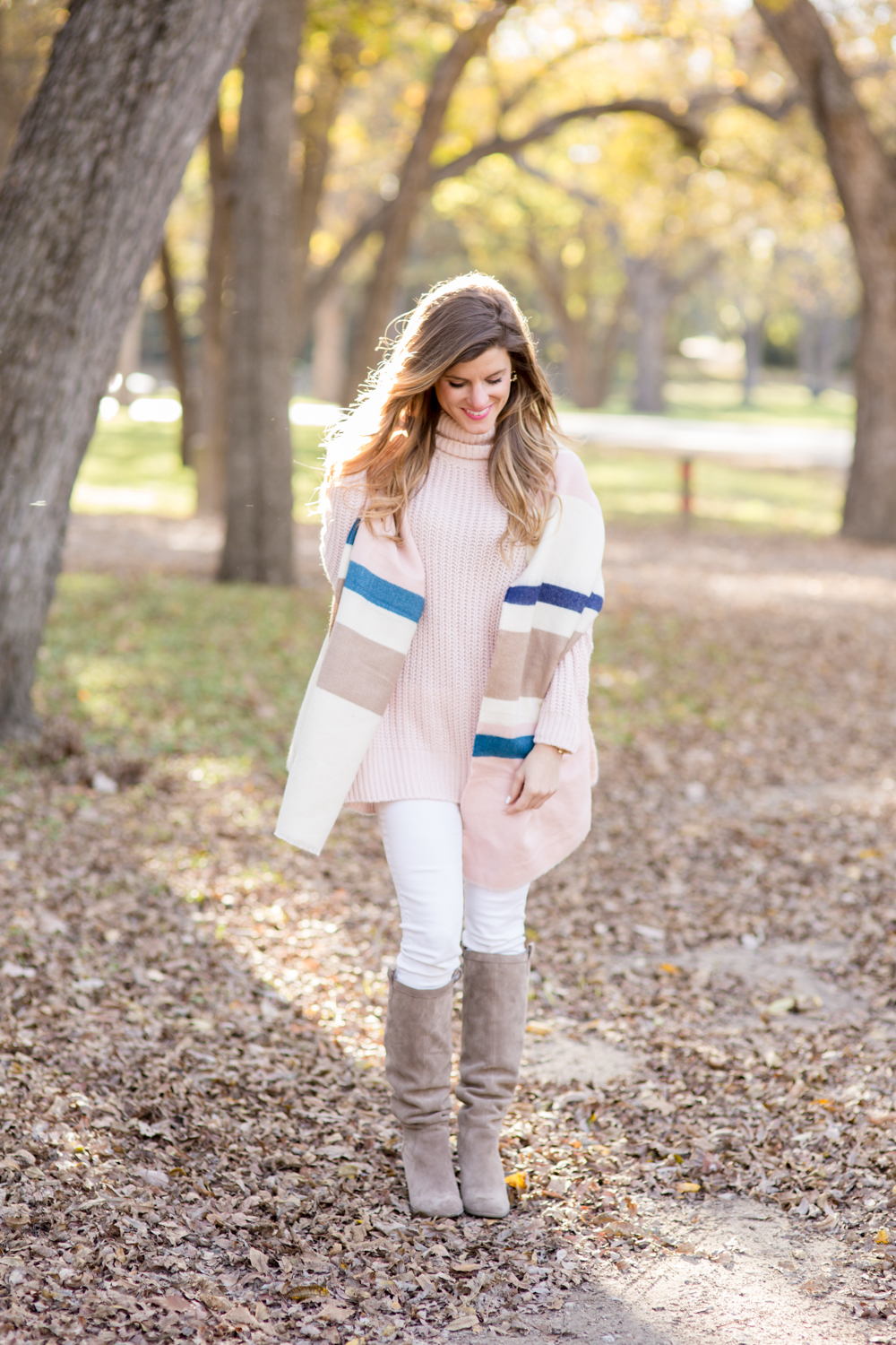 blush sweater with blanket scarf-33