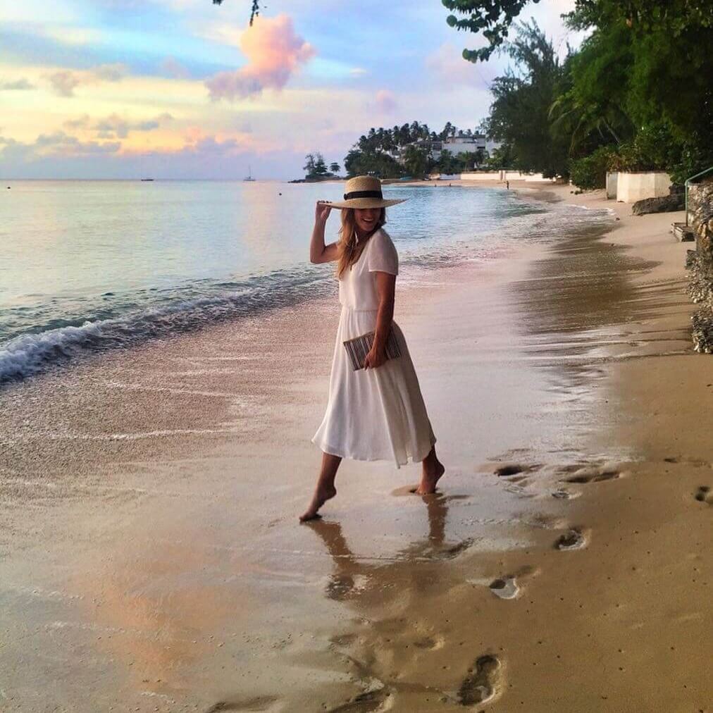 brightonkeller white midi dress with sleeves under 70 on beach barbados