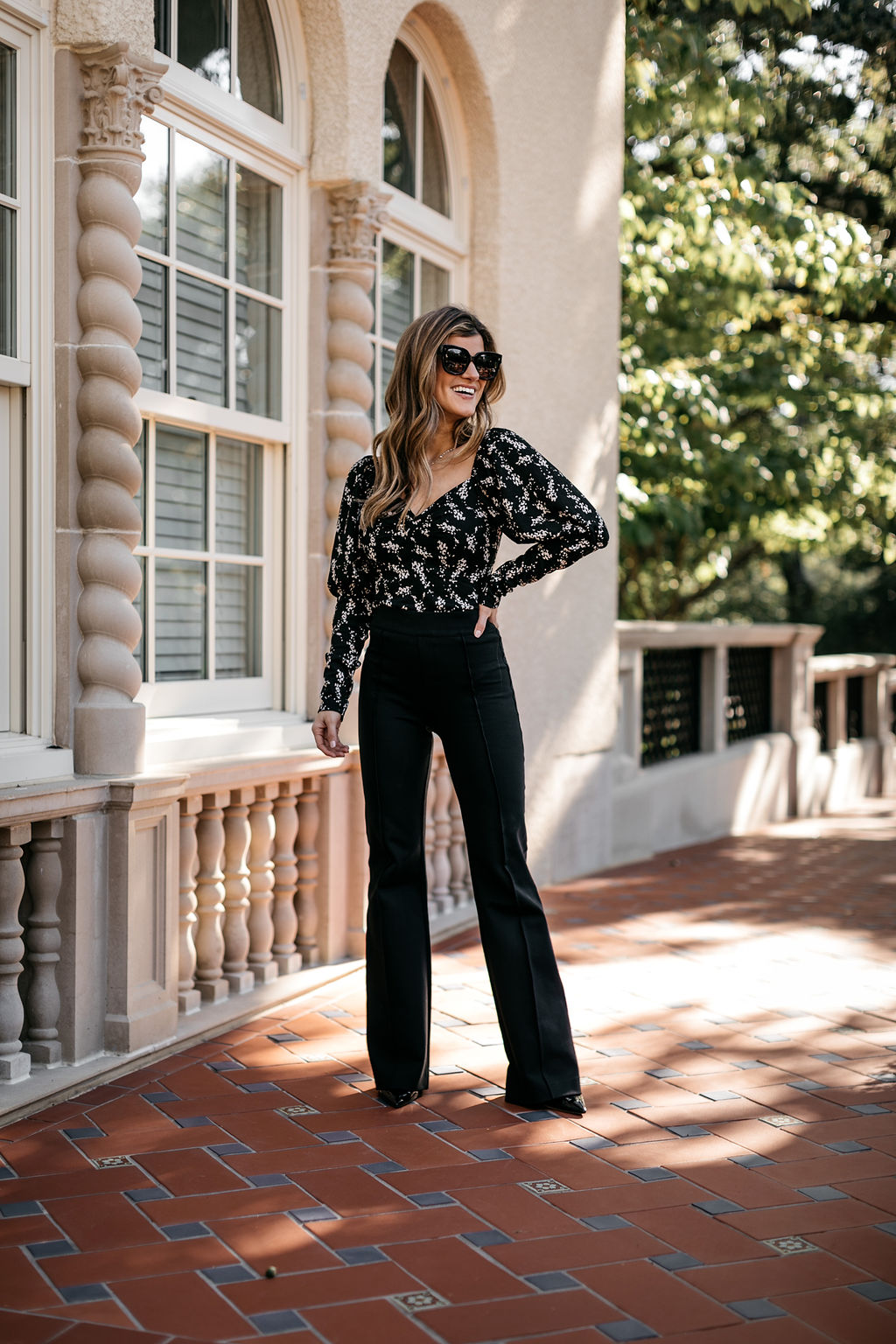 fall business casual outfit spanx wide leg high waisted pants outfit 3