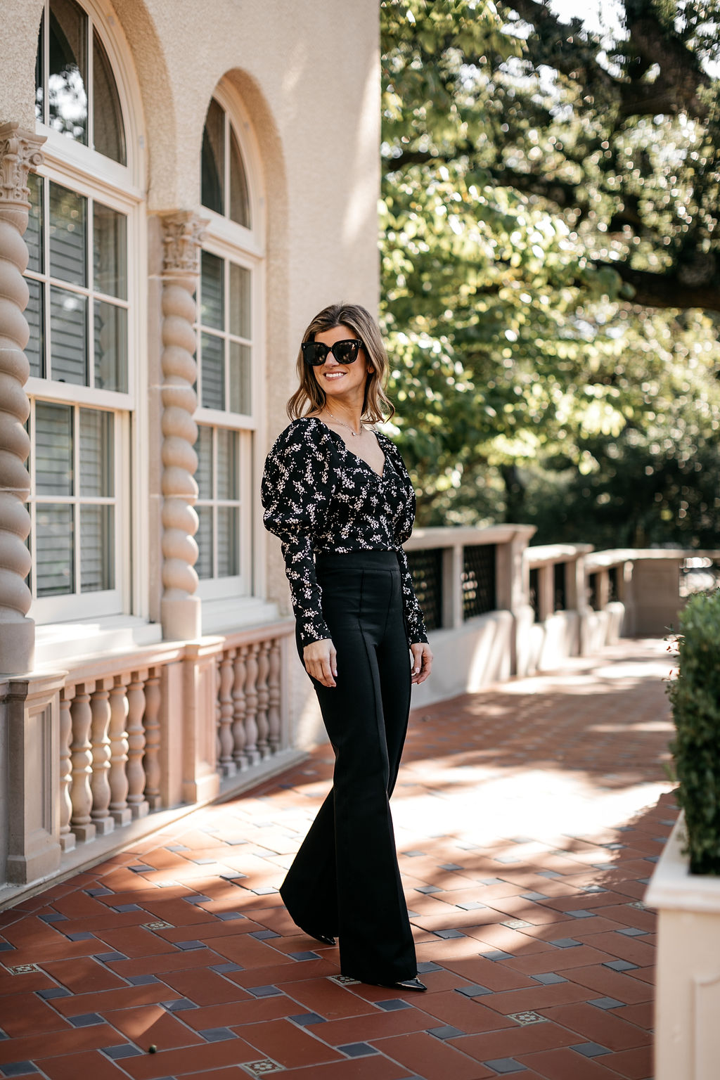 fall business casual outfit spanx wide leg high waisted pants outfit 3