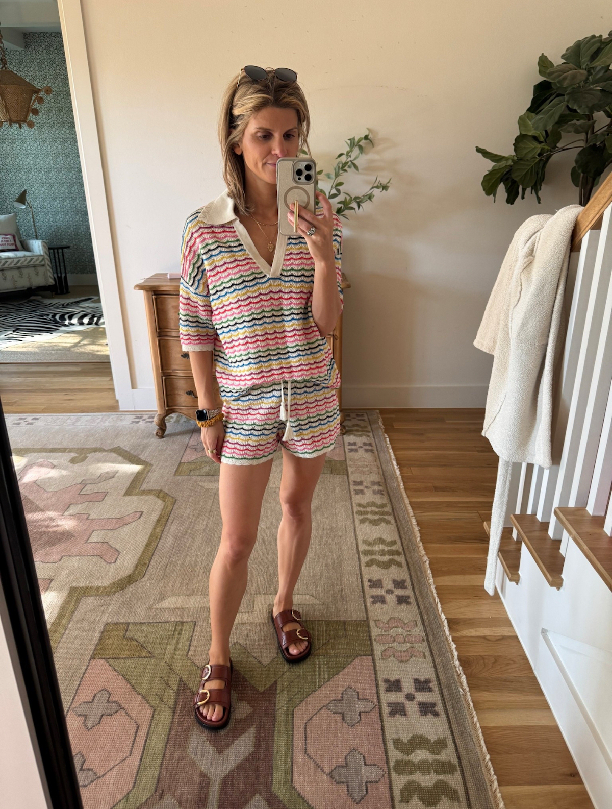 BRIGHTON BUTLER Collared Henley Sweater & Shorts